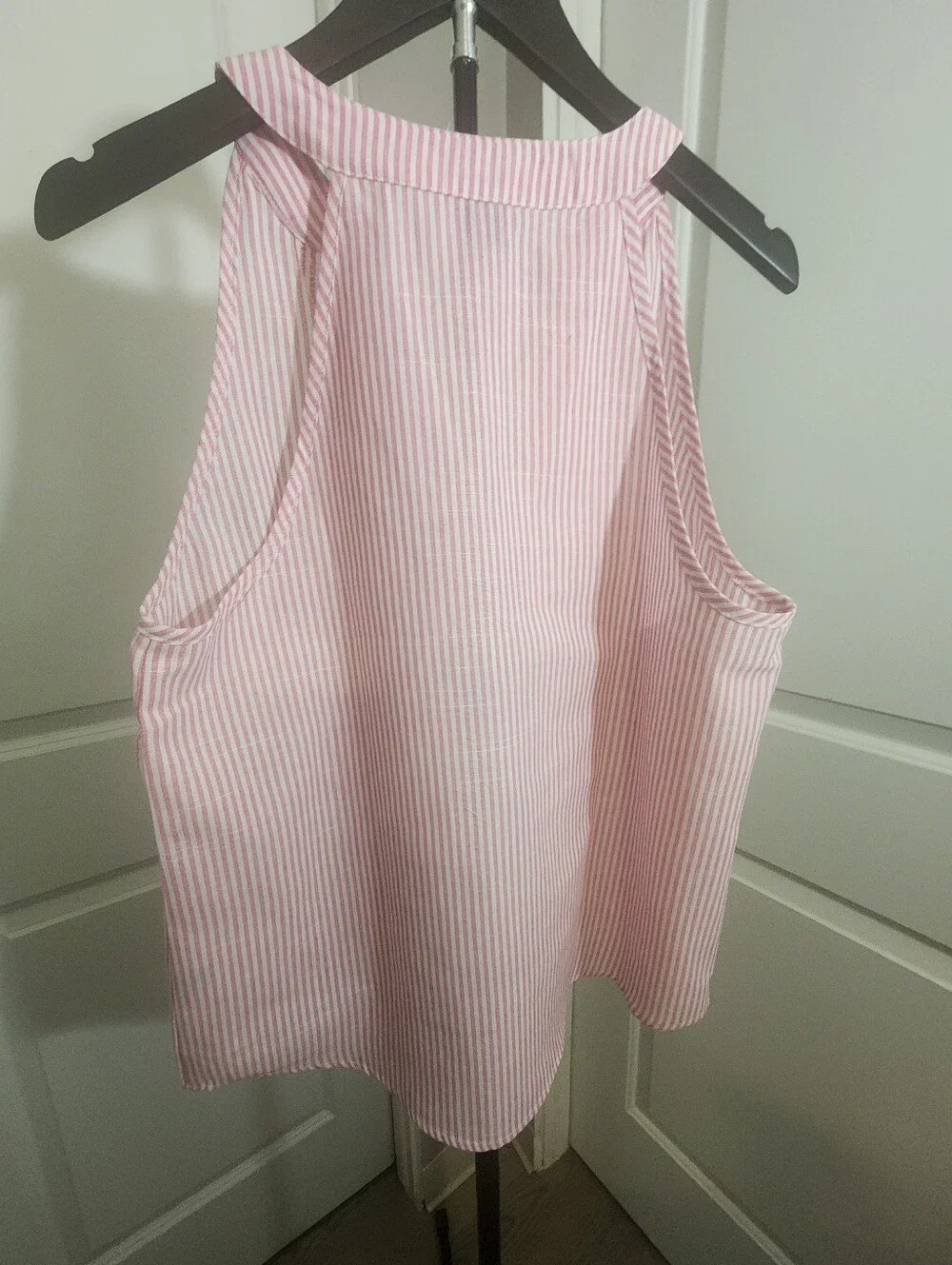 SHEIN 2 Pack Striped Sleeveless Blouses Size L Blue Pink Button Front Tops